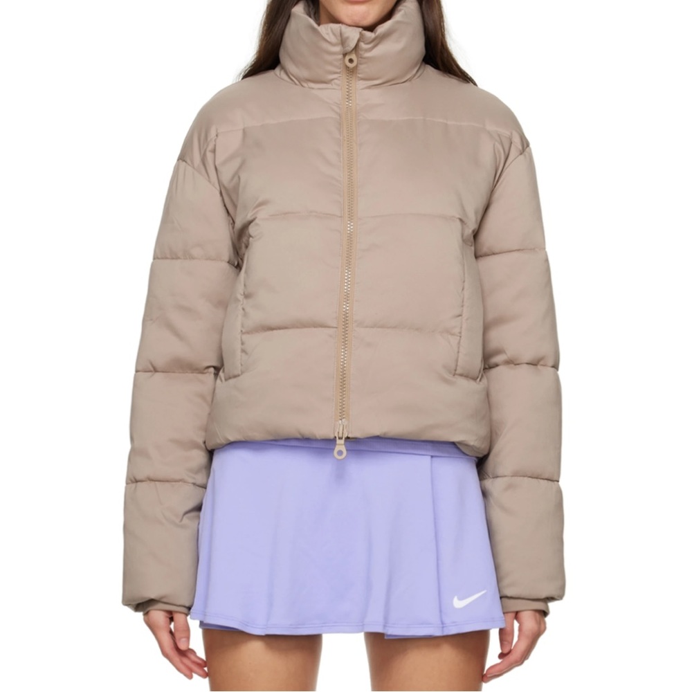 Girlfriend collective Beige cropped puffer